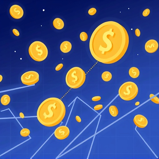 ภาพประกอบการทำธุรกรรมสกุลเงินดิจิทัลที่ไหลเวียนรวดเร็วในเครือข่าย Solana แสดงถึงค่าธรรมเนียมต่ำและประสิทธิภาพสูง