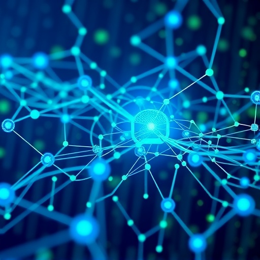 ภาพประกอบศิลปะของเครือข่ายบล็อกเชน Cardano ที่ซับซ้อนพร้อมโหนดเชื่อมต่อและกระแสข้อมูลไหลเวียน