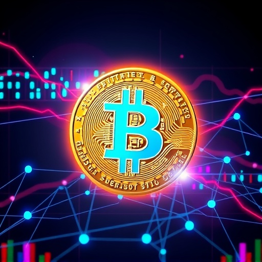 ภาพประกอบศิลปะของเหรียญดิจิทัล BCH ที่เกิดจากการแยกตัวจากเครือข่าย Bitcoin แสดงถึงการกระจายอำนาจและฮาร์ดฟอร์กด้วยสีสันสดใสและองค์ประกอบเรืองแสง