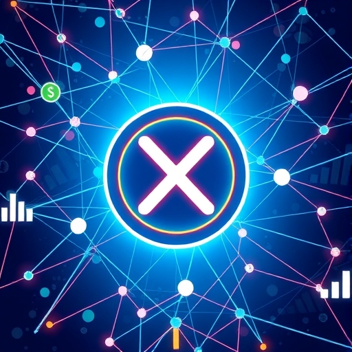 ภาพประกอบเหรียญ XRP ดิจิทัลเรืองแสงตรงกลางเครือข่ายการชำระเงินทั่วโลกที่ซับซ้อน พร้อมสัญลักษณ์ทางการเงินนามธรรมที่เชื่อมต่อกัน