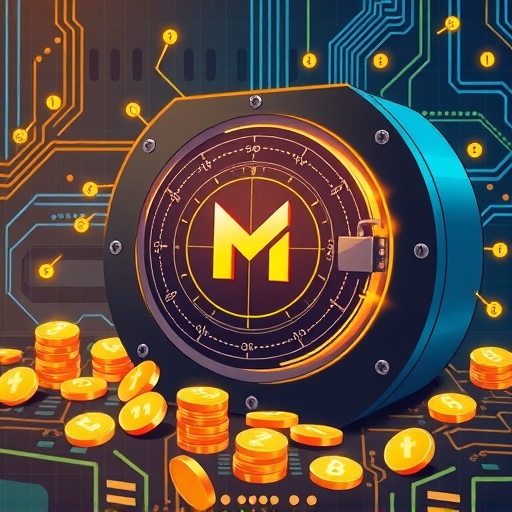 ภาพประกอบห้องนิรภัยดิจิทัลที่เต็มไปด้วยเหรียญ Monero สื่อถึงความเป็นส่วนตัวและไม่สามารถตรวจสอบได้