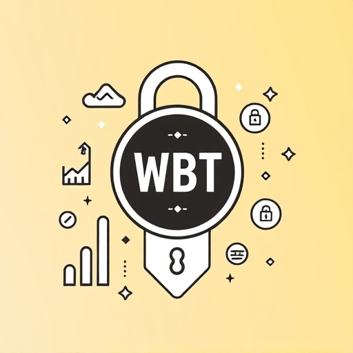 ภาพสไตล์ไอซ์ WhiteBIT Token WBT เป็นกุญแจปลดล็อกระบบการเงิน กราฟและสัญลักษณ์ธุรกรรมปลอดภัยในโทนสว่างน่าใช้งาน